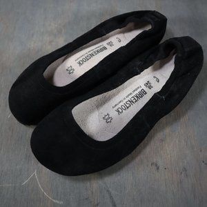 Birkenstock Black Suede Elastic Heel Slip On Ballet Flats Women's Size 38 7.5